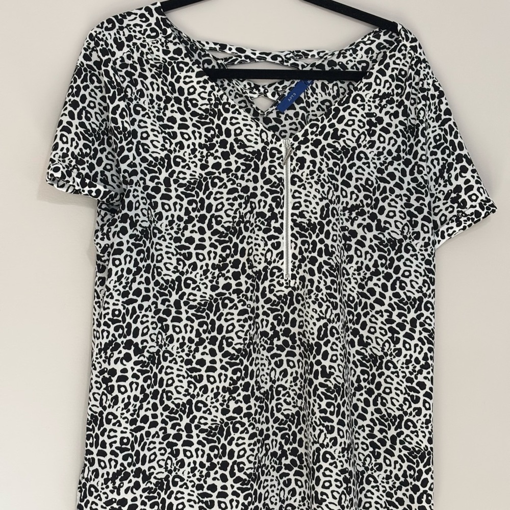 Apt. 9 Black and White Animal Print Blouse